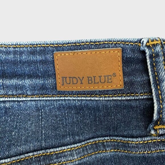 Judy Blue Mid-Rise Destroyed Slim Fit Jeans Women's Size 27 Distressed Raw-Hem - Picture 11 of 11